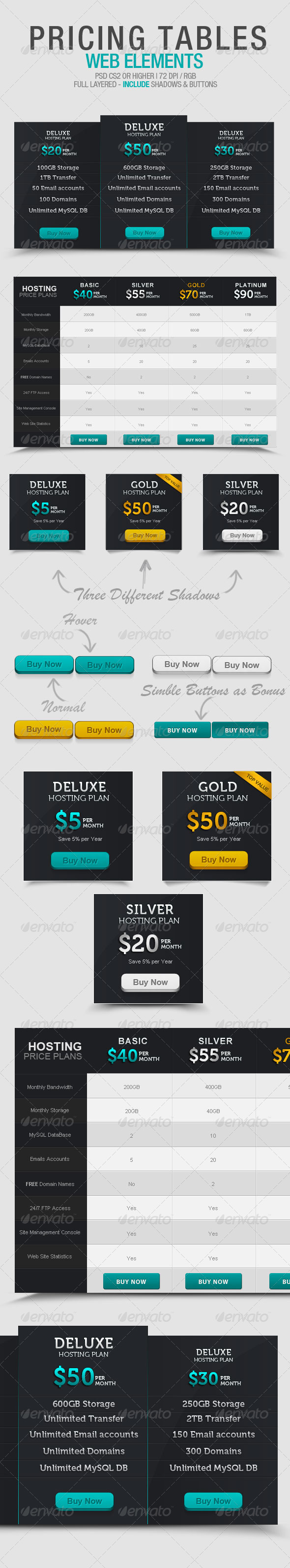 Pricing Tables - Tables Web Elements