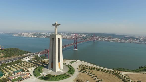 Aerial view of the Lisbon's landmarks