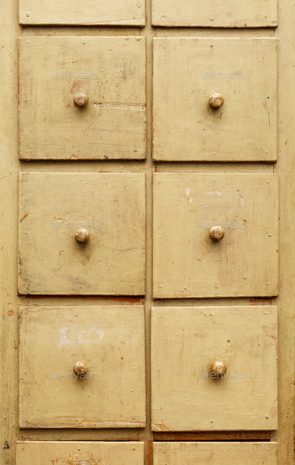 Wooden cabinet with drawers Stock Photo by sergeyskleznev