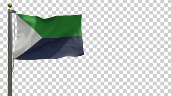 El Hierro Flag (Spain) on Flagpole with Alpha Channel - 4K alt