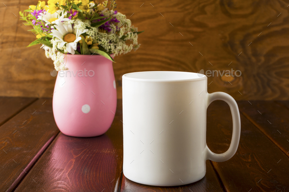 Download Placeit White Coffee Mug Mockup With Field Flowers Stock Photo By Tasipas