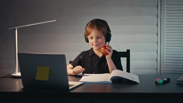 Back to School Online Learning Distance Lesson Education at Home Technology for Schoolboy alt