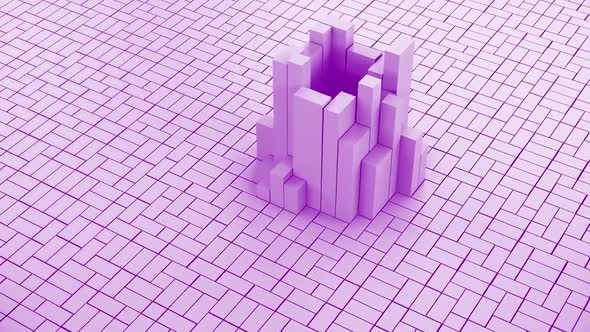 Abstract 3d Blocks Wave Purple