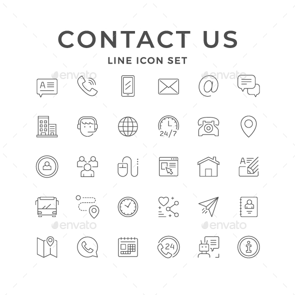 [DOWNLOAD]Set Line Icons of Contact Us