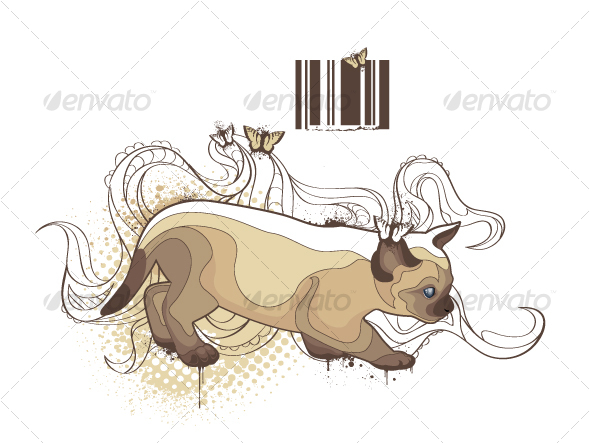 The cat on bizarre background - Animals Characters