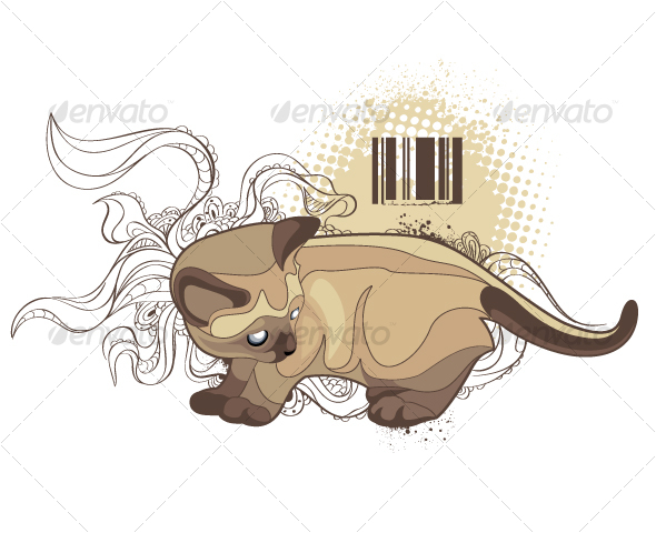 The cat on bizarre background - Animals Characters