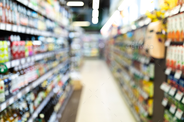 Download Supermarket Aisle Background Grocery Store Defocused Shot With Colorful Shelves Stock Photo By Prostock Studio