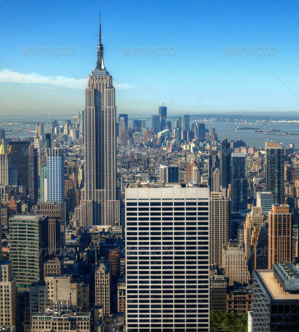 Aerial view of Manhattan - Stock Photo - Images