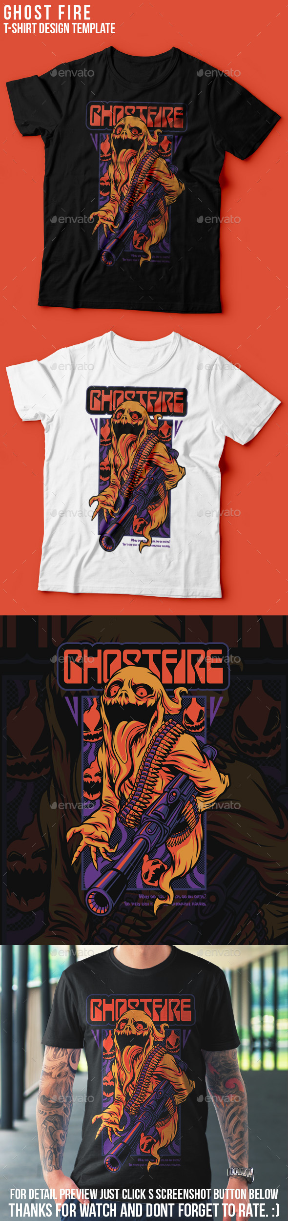 Ghost Fire Halloween T-Shirt Design