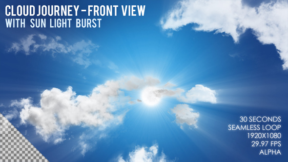 Cloud Journey with Sun Light Burst - Front View