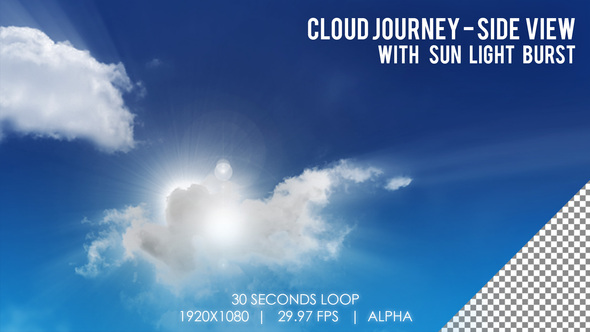 Cloud Journey with Sun Light Burst - Side View