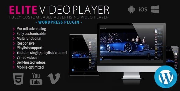 Video player play youtube or video files on your site free