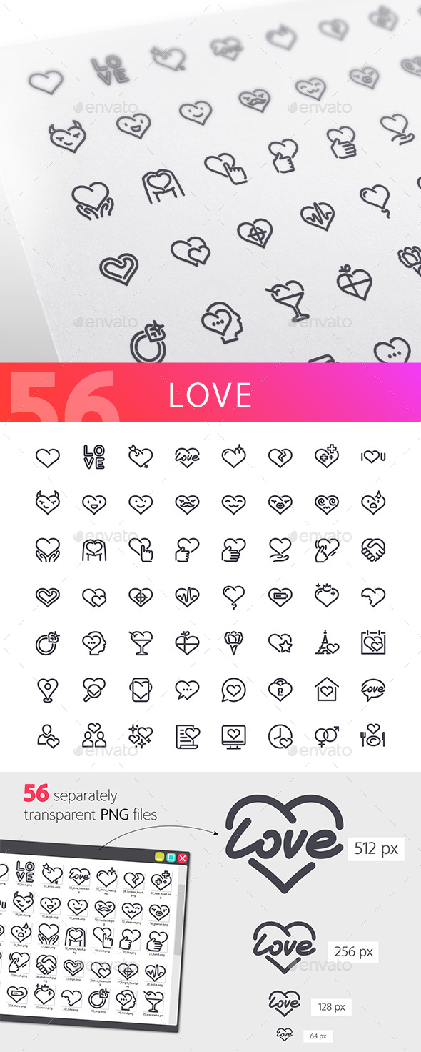 Love Line Icons Set
