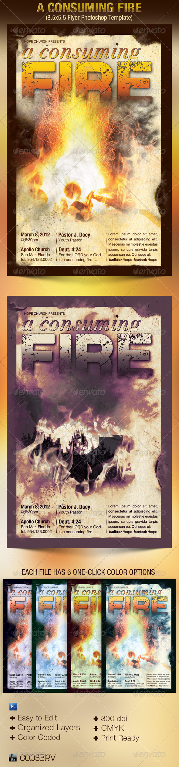 Consuming Fire Church Flyer Template - Church Flyers