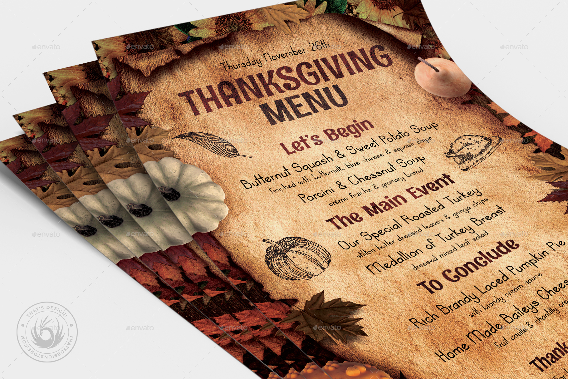 Thanksgiving Menu Template V2, Print Templates | GraphicRiver