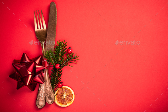 Christmas Festive Food Background. Creative Design for Restaurant Christmas  Party Stock Photo by merc67