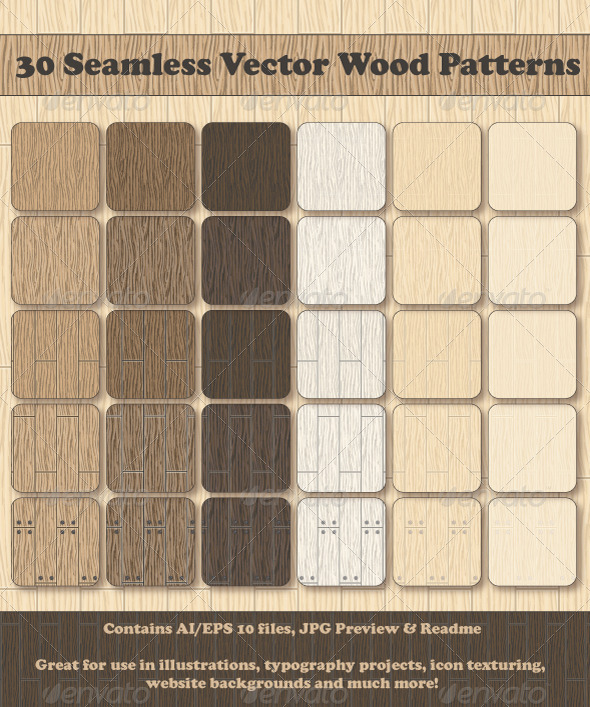 30 Seamless Vector Wood Patterns - Patterns Decorative