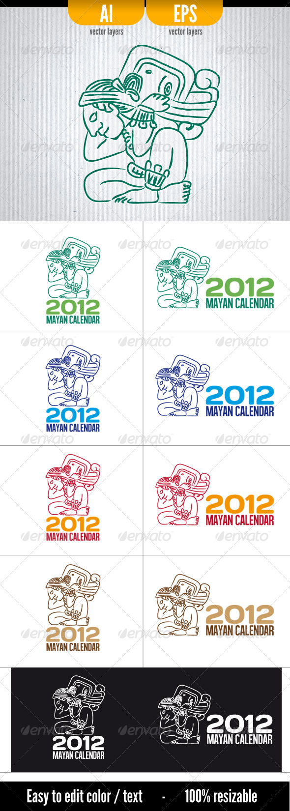 2012 Mayan Calendar - Humans Logo Templates