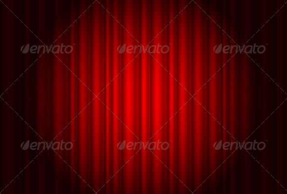 Curtain from the theatre with a spotlight - Decorative Vectors