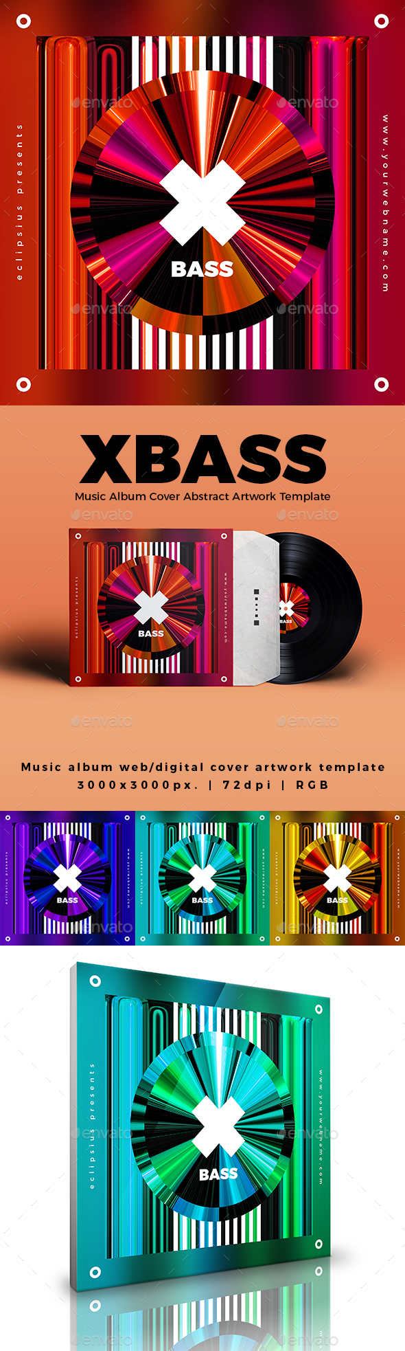 X Bass - Music Album Cover Abstract Artwork Template