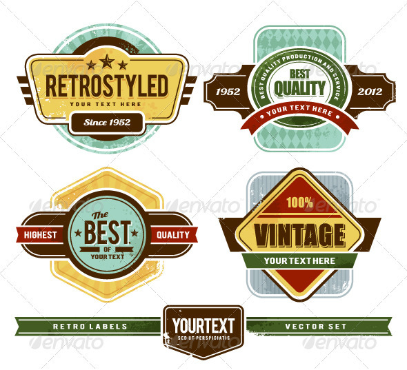 Vector set of grunge retro badges - Retro Technology