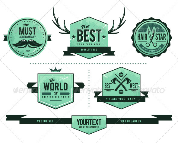 Grunge retro badges - Retro Technology