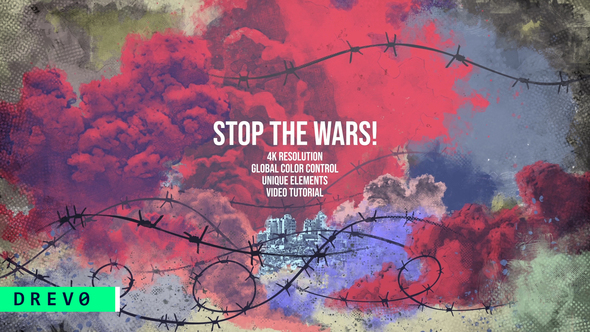 Stop the WARS/ Terror/ World War Trailer/ Barbed Wire/ Bomb/ Explosions/ Smoke/ Ruins/ Crisis/ Death