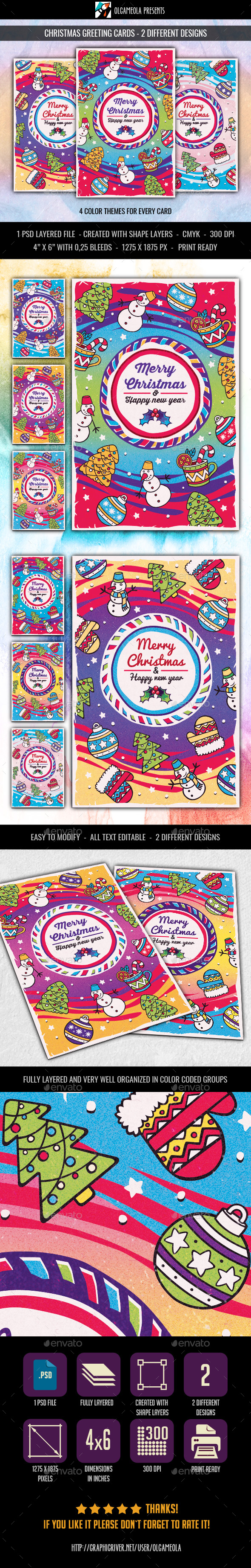 Merry Christmas Greeting Cards. New Year Posters