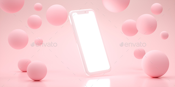 Download Mobile 3d Rendering Stage Display Background Mockup Pink Stock Photo By Megiasd