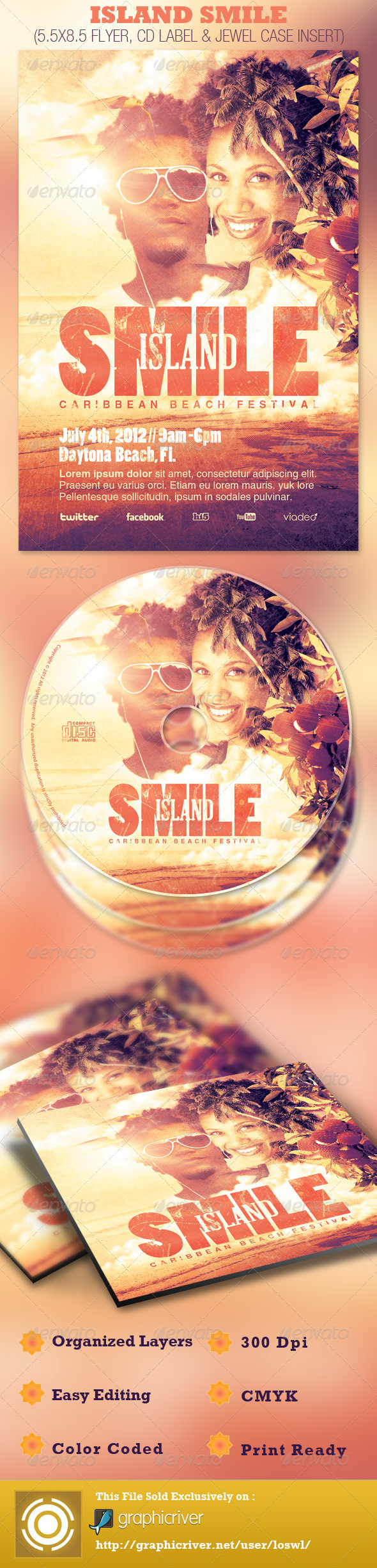 Island Smile Event Flyer and CD Template - Events Flyers