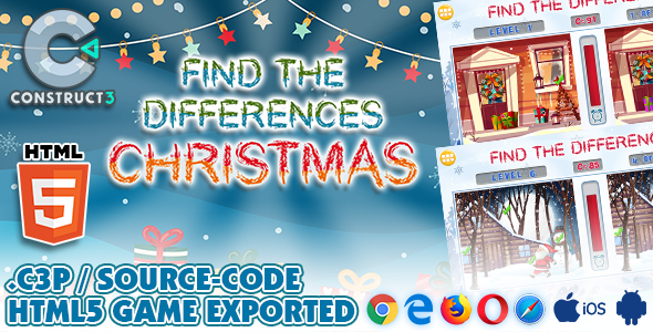 Find The Differences - Christmas Game HTML5 - With Construct 3 All Source-code (.c3p)