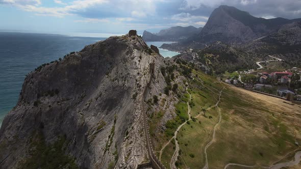 Beautiful Ruins of the Sudak Fortress and Mount Fortress on the Black Sea Coast alt