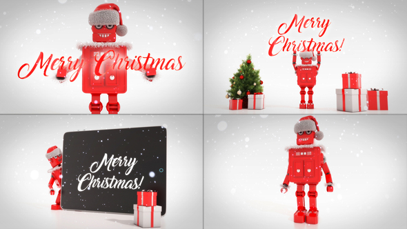 Merry Christmas Titles With Robot Roby