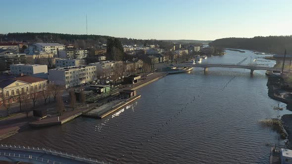 Idyllic Aerial Shot of the Promenade and the Area Around the River in Porvoo alt