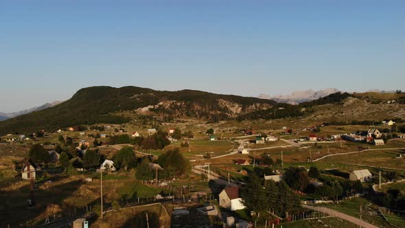 Aerial Shot of the Mountain Village of Korita in Montenegro alt