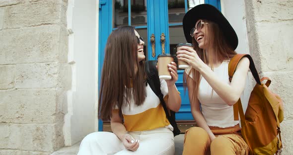 Girls Drinking Coffee and Relaxing