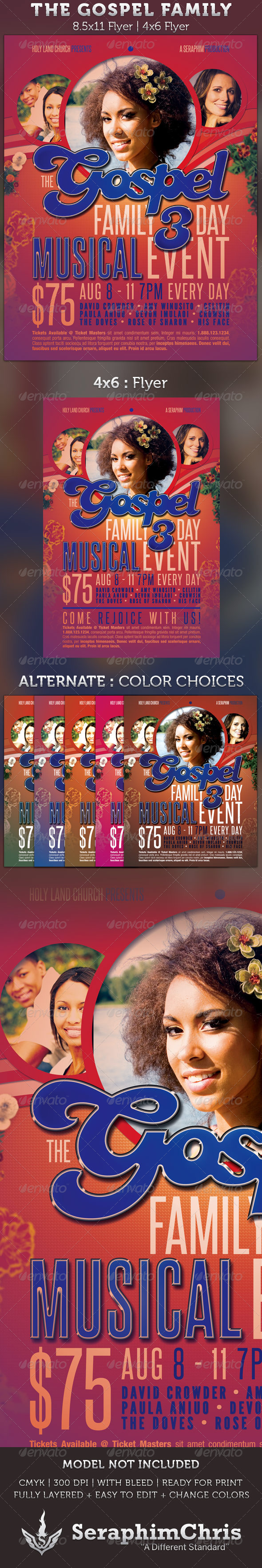 The Gospel Family Church Concert Flyer Template - Church Flyers