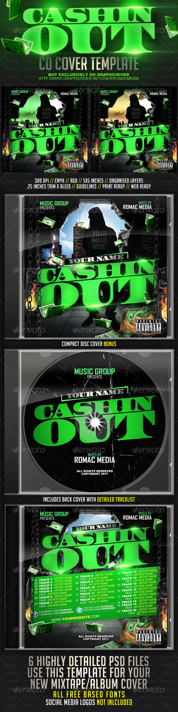 Cashin Out CD Cover - CD & DVD Artwork Print Templates