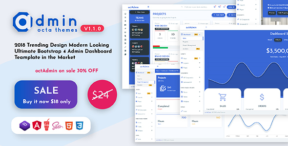 OctAdmin - Responsive Multipurpose Bootstrap 4 Admin Template by octathemes