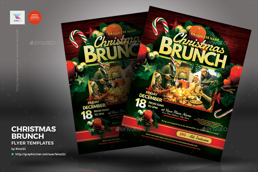 Christmas Brunch Flyer Templates, Print Templates | GraphicRiver