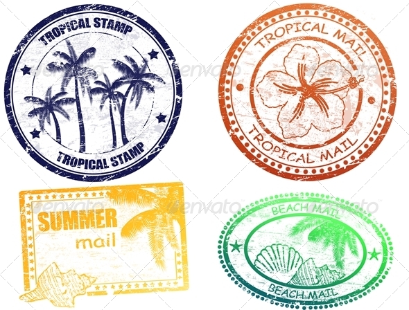 Tropical summer stamps - Travel Conceptual