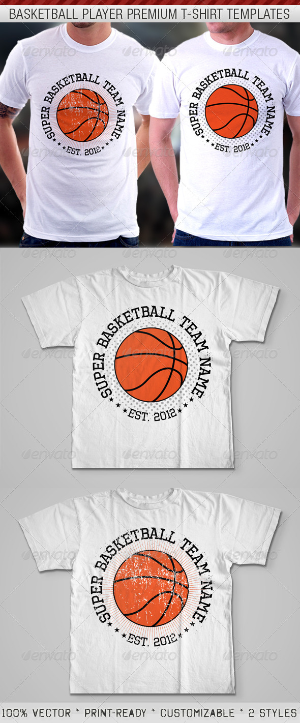 Basketball Player Premium T-Shirt Template - Sports & Teams T-Shirts