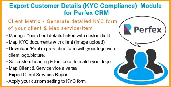 Export Customer Details (KYC Compliance)  Module for Perfex CRM