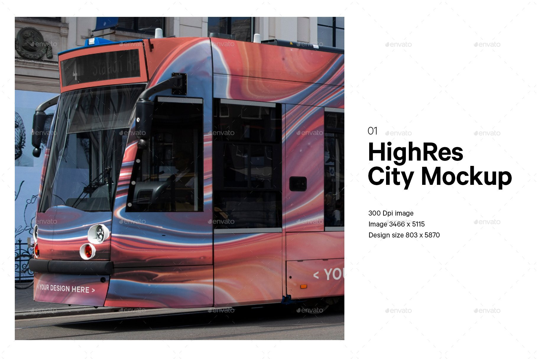 Download City Tram Wrap Sticker Mockup by HazardMockups | GraphicRiver