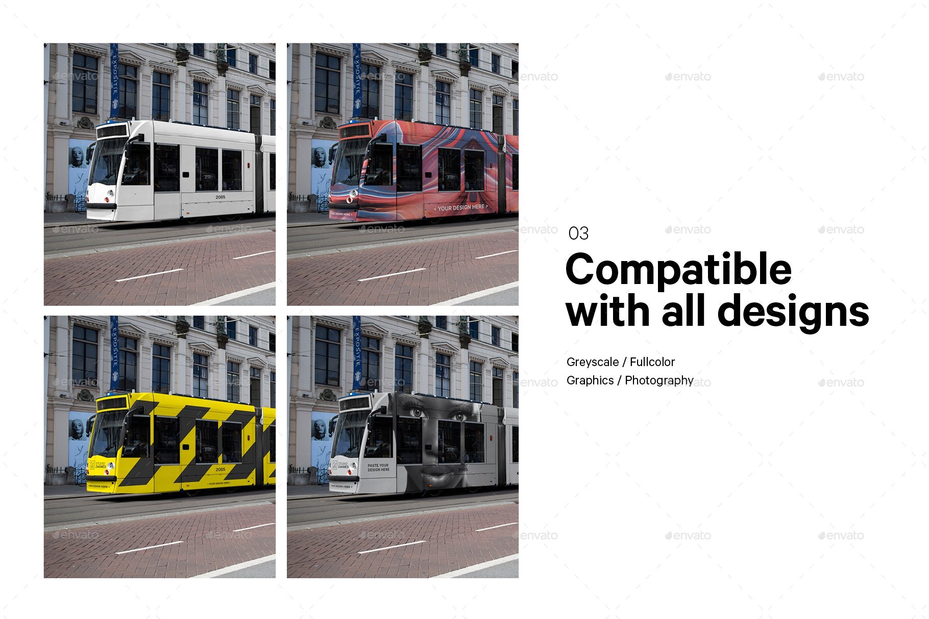 Download City Tram Wrap Sticker Mockup by HazardMockups | GraphicRiver