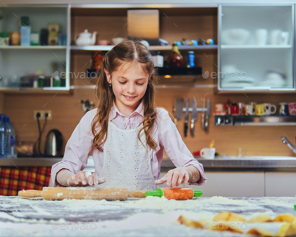 little girl baking