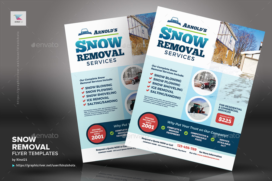 Snow Removal Flyer Templates by kinzishots GraphicRiver