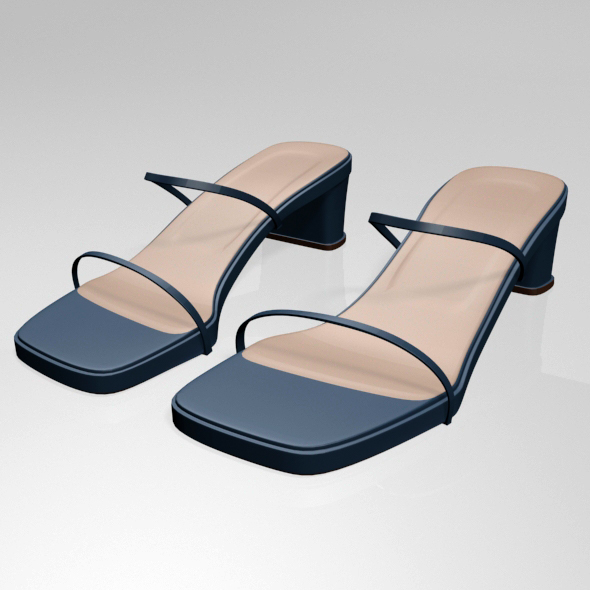 Low-Heel Square-Toe Sandals - 3Docean 29474741