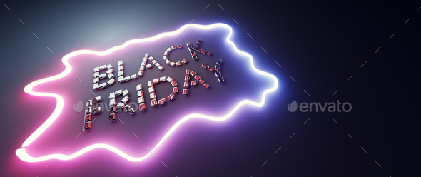 Black friday neon sign made of glamour diamonds.