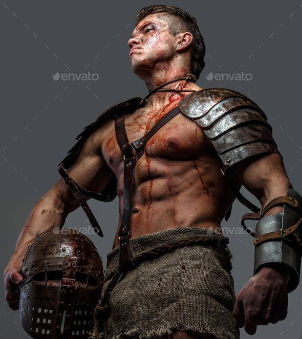 Man in gladiator armor. - Stock Photo - Images